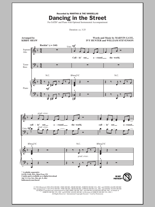 Kirby Shaw Dancing In The Street Sheet Music Notes & Chords for SSA - Download or Print PDF