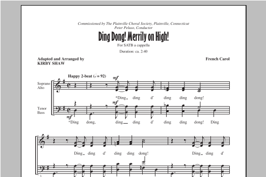 Kirby Shaw Ding Dong! Merrily On High! Sheet Music Notes & Chords for SATB - Download or Print PDF