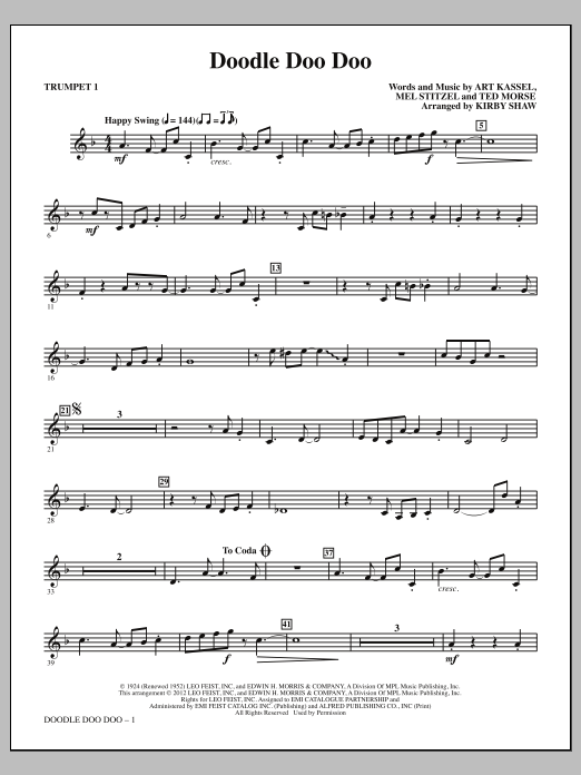 Kirby Shaw Doodle Doo Doo - Bb Trumpet 1 Sheet Music Notes & Chords for Choir Instrumental Pak - Download or Print PDF