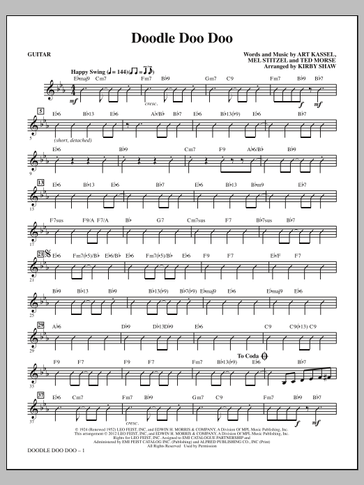 Kirby Shaw Doodle Doo Doo - Guitar Sheet Music Notes & Chords for Choir Instrumental Pak - Download or Print PDF
