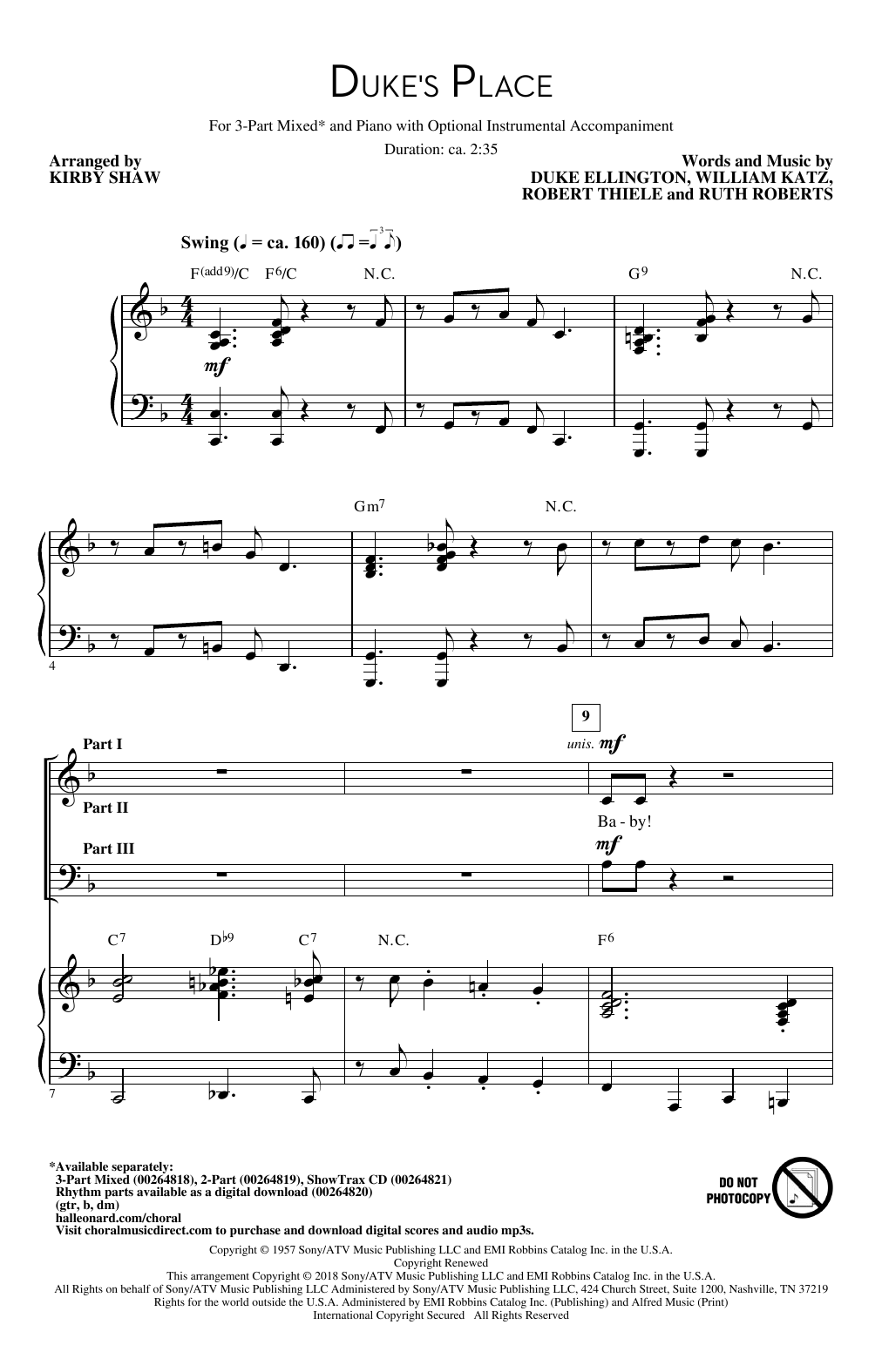 Kirby Shaw Duke's Place Sheet Music Notes & Chords for 2-Part Choir - Download or Print PDF