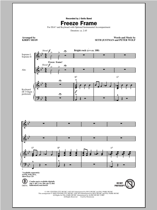 Kirby Shaw Freeze Frame Sheet Music Notes & Chords for SATB - Download or Print PDF