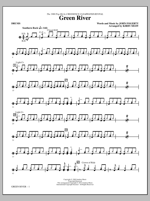 Kirby Shaw Green River - Drums Sheet Music Notes & Chords for Choir Instrumental Pak - Download or Print PDF