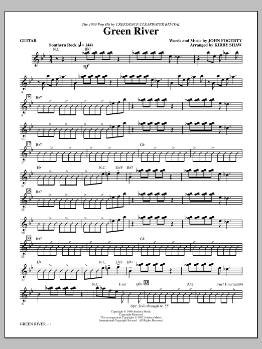 Kirby Shaw Green River - Guitar Sheet Music Notes & Chords for Choir Instrumental Pak - Download or Print PDF