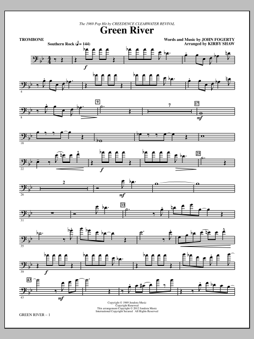 Kirby Shaw Green River - Trombone Sheet Music Notes & Chords for Choir Instrumental Pak - Download or Print PDF