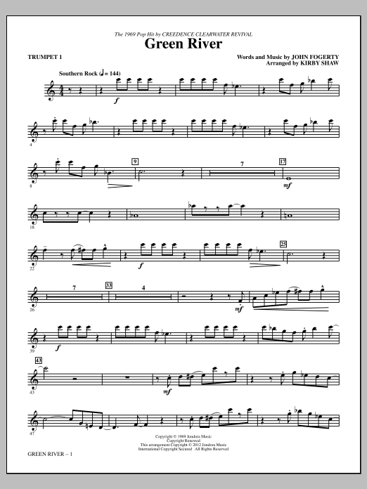 Kirby Shaw Green River - Trumpet 1 Sheet Music Notes & Chords for Choir Instrumental Pak - Download or Print PDF