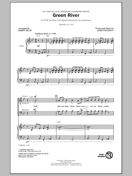 Creedence Clearwater Revival Green River (arr. Kirby Shaw) Sheet Music Notes & Chords for SAB - Download or Print PDF