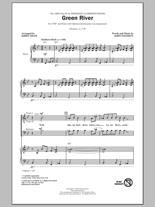 Creedence Clearwater Revival Green River (arr. Kirby Shaw) Sheet Music Notes & Chords for TTBB - Download or Print PDF