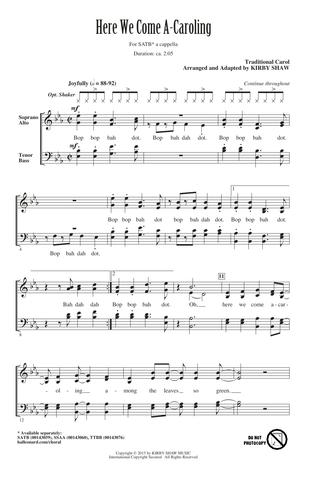 Kirby Shaw Here We Come A-Caroling Sheet Music Notes & Chords for SSA - Download or Print PDF