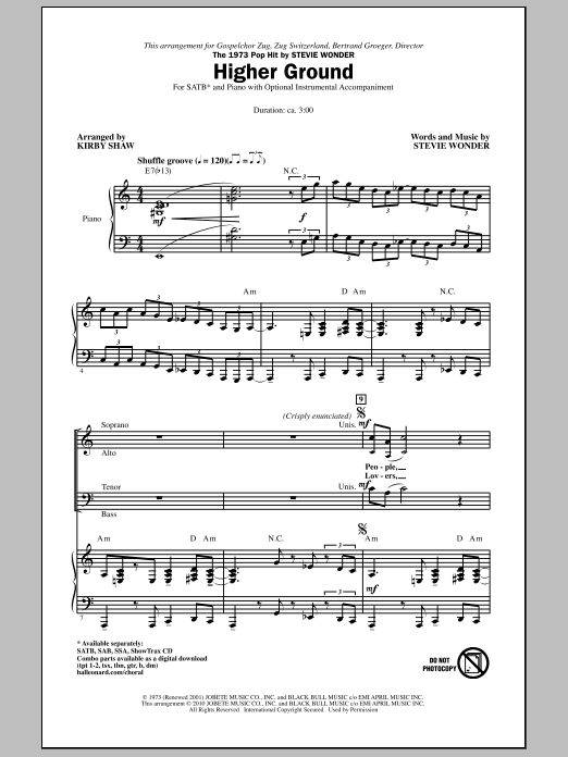 Kirby Shaw Higher Ground Sheet Music Notes & Chords for SSA - Download or Print PDF