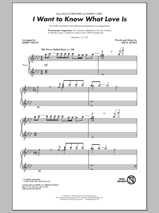Kirby Shaw I Want To Know What Love Is Sheet Music Notes & Chords for SSA - Download or Print PDF