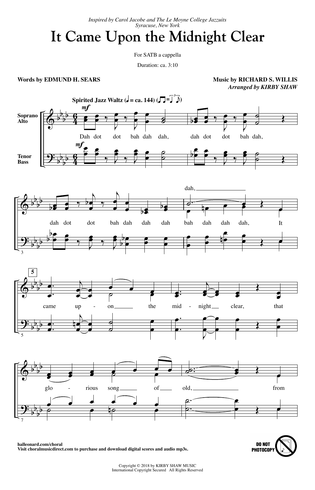 Kirby Shaw It Came Upon The Midnight Clear Sheet Music Notes & Chords for SATB - Download or Print PDF