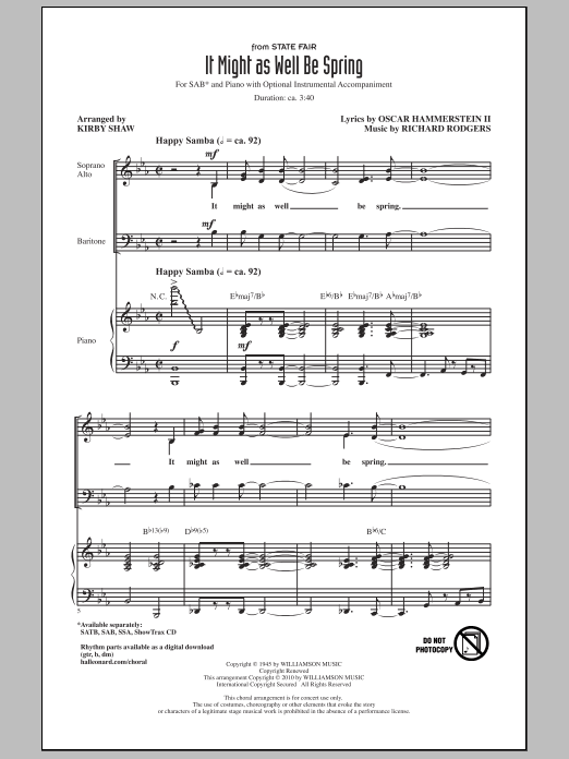 Kirby Shaw It Might As Well Be Spring Sheet Music Notes & Chords for SSA - Download or Print PDF