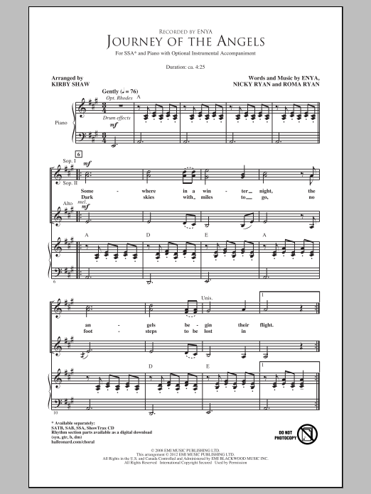 Kirby Shaw Journey Of The Angels Sheet Music Notes & Chords for SATB - Download or Print PDF