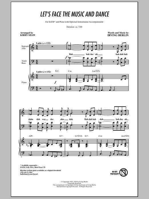 Kirby Shaw Let's Face The Music And Dance Sheet Music Notes & Chords for SATB - Download or Print PDF