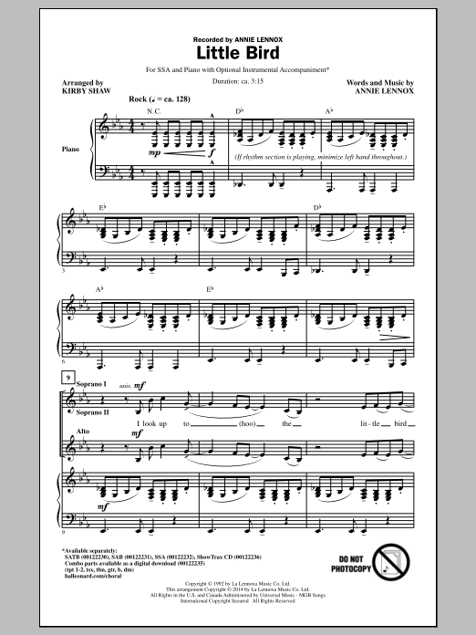 Annie Lennox Little Bird (arr. Kirby Shaw) Sheet Music Notes & Chords for SATB - Download or Print PDF