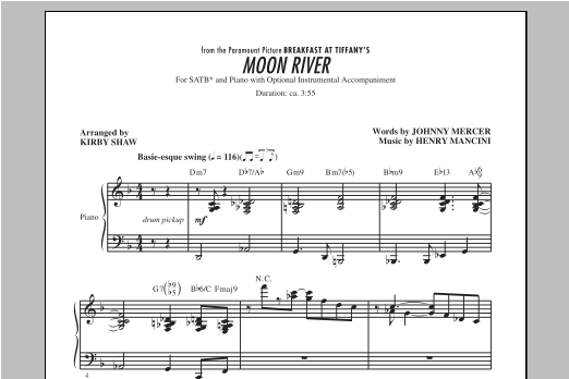 Henry Mancini Moon River (arr. Kirby Shaw) Sheet Music Notes & Chords for SSA - Download or Print PDF