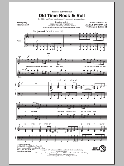 Kirby Shaw Old Time Rock & Roll Sheet Music Notes & Chords for SAB - Download or Print PDF