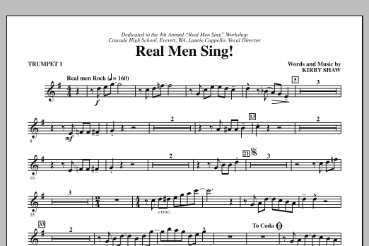Kirby Shaw Real Men Sing! - Bb Trumpet 1 Sheet Music Notes & Chords for Choir Instrumental Pak - Download or Print PDF