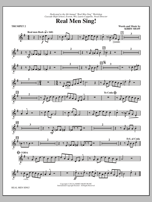 Kirby Shaw Real Men Sing! - Bb Trumpet 2 Sheet Music Notes & Chords for Choir Instrumental Pak - Download or Print PDF