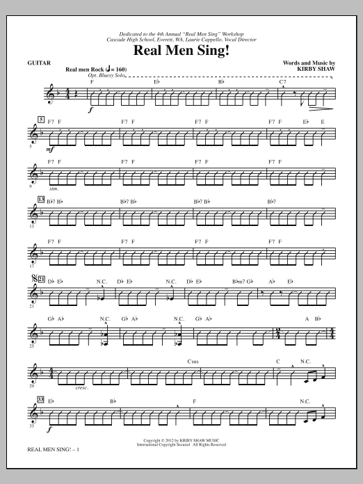 Kirby Shaw Real Men Sing! - Guitar Sheet Music Notes & Chords for Choir Instrumental Pak - Download or Print PDF