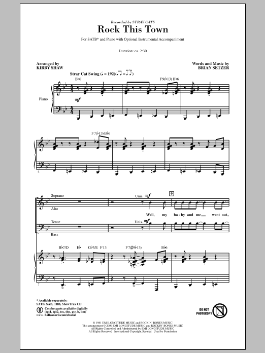 Kirby Shaw Rock This Town Sheet Music Notes & Chords for TBB - Download or Print PDF