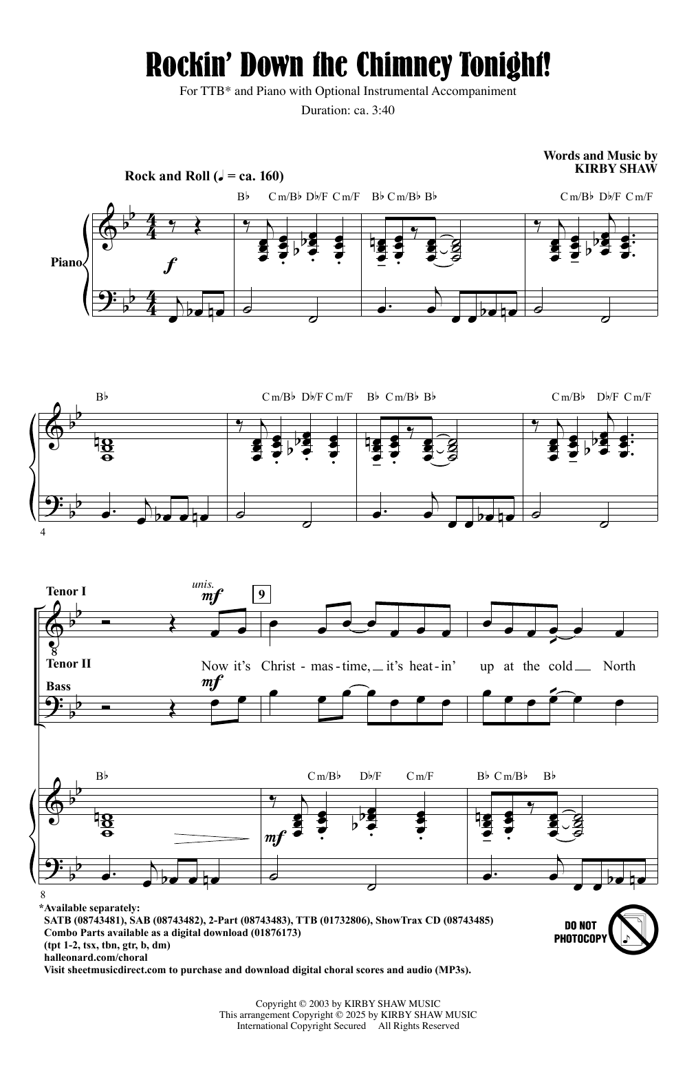 Kirby Shaw Rockin' Down The Chimney Tonight! Sheet Music Notes & Chords for Choir - Download or Print PDF Kirby Shaw Rockin' Down The Chimney Tonight! Sheet Music Notes & Chords for Choir - Download or Print PDF