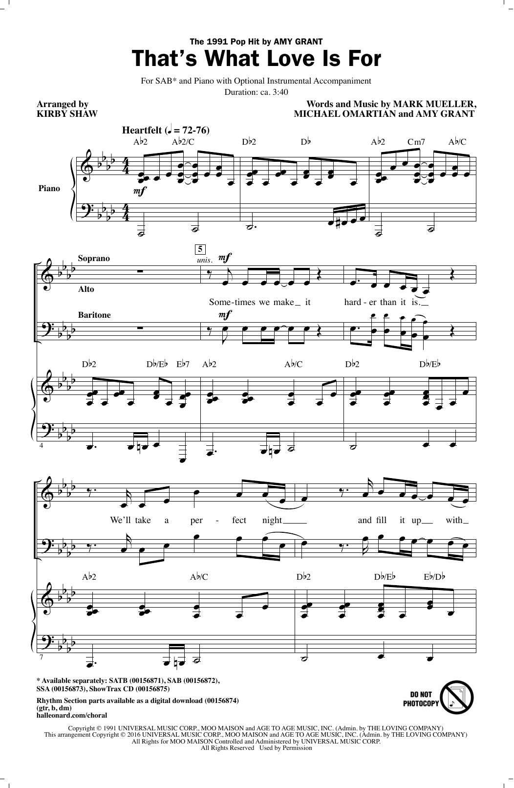 Kirby Shaw That's What Love Is For Sheet Music Notes & Chords for SATB - Download or Print PDF