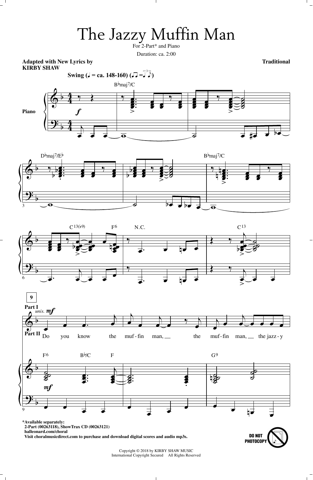 Kirby Shaw The Jazzy Muffin Man Sheet Music Notes & Chords for 2-Part Choir - Download or Print PDF