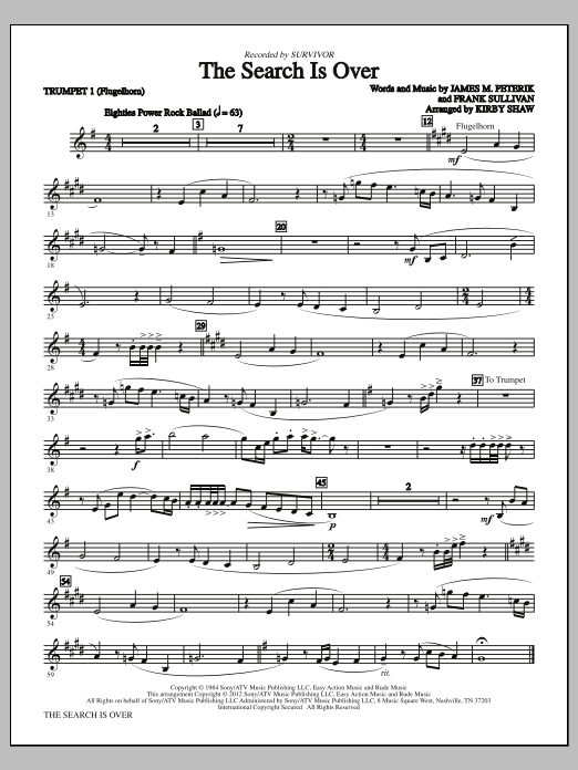 Kirby Shaw The Search Is Over - Bb Trumpet 1 (Flugelhorn) Sheet Music Notes & Chords for Choir Instrumental Pak - Download or Print PDF