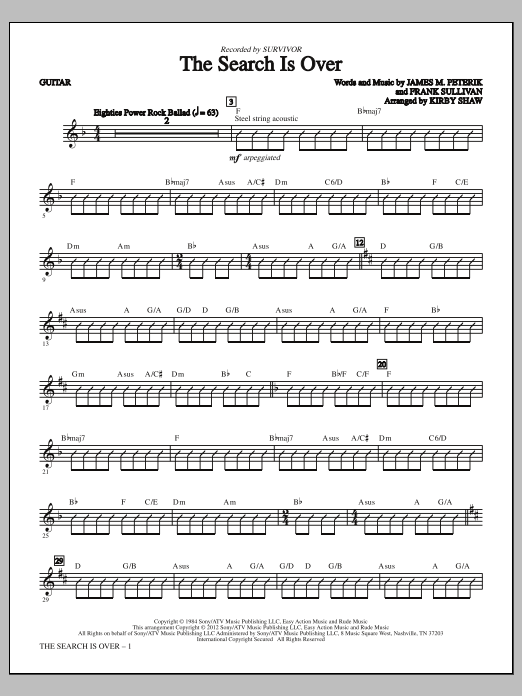 Kirby Shaw The Search Is Over - Guitar Sheet Music Notes & Chords for Choir Instrumental Pak - Download or Print PDF
