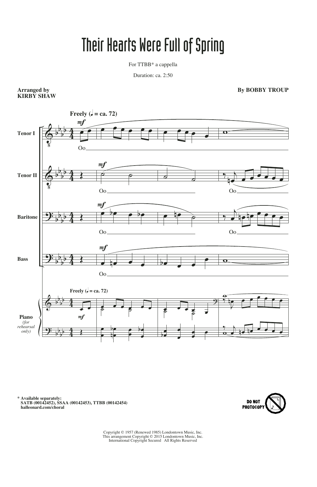 Kirby Shaw Their Hearts Were Full Of Spring Sheet Music Notes & Chords for SATB - Download or Print PDF