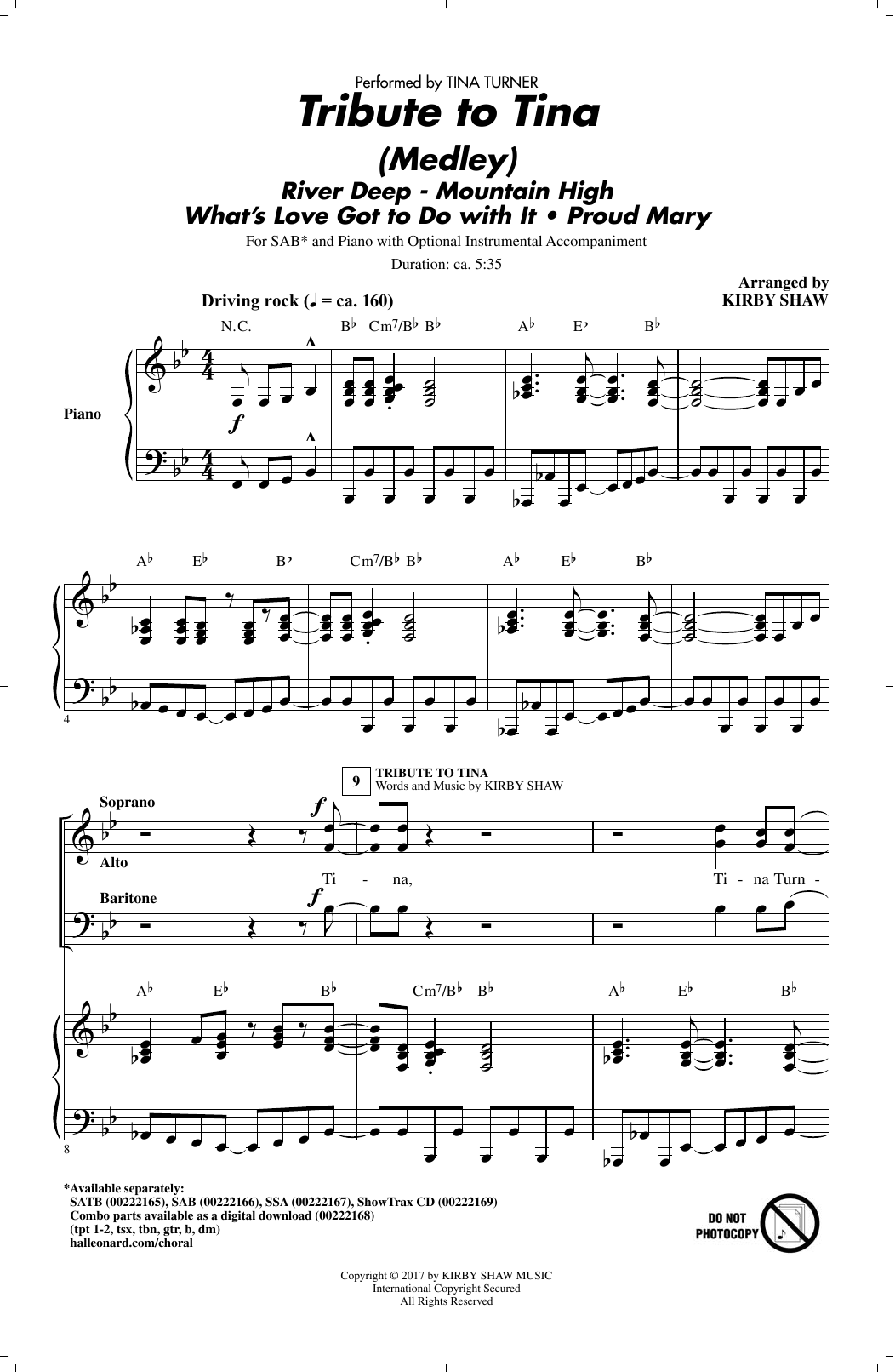 Kirby Shaw Tribute to Tina Sheet Music Notes & Chords for SSA - Download or Print PDF