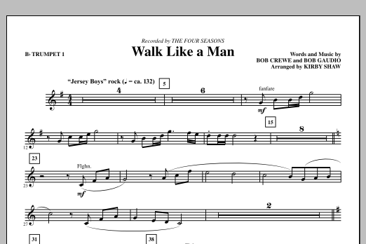 Kirby Shaw Walk Like A Man - Bb Trumpet 1 Sheet Music Notes & Chords for Choir Instrumental Pak - Download or Print PDF