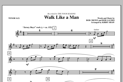 Kirby Shaw Walk Like A Man - Tenor Sax Sheet Music Notes & Chords for Choir Instrumental Pak - Download or Print PDF