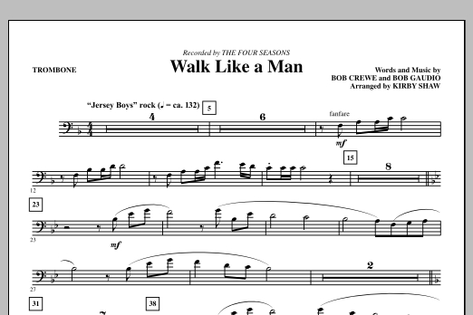 Kirby Shaw Walk Like A Man - Trombone Sheet Music Notes & Chords for Choir Instrumental Pak - Download or Print PDF