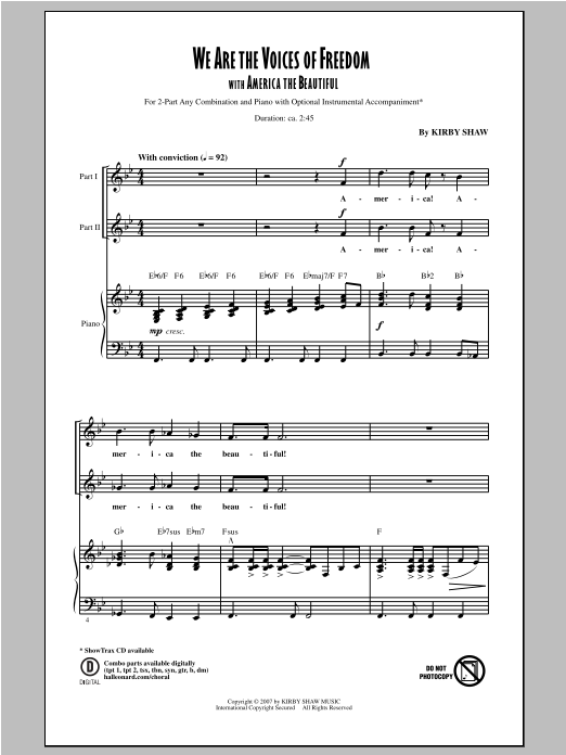 Kirby Shaw We Are The Voices of Freedom Sheet Music Notes & Chords for 2-Part Choir - Download or Print PDF