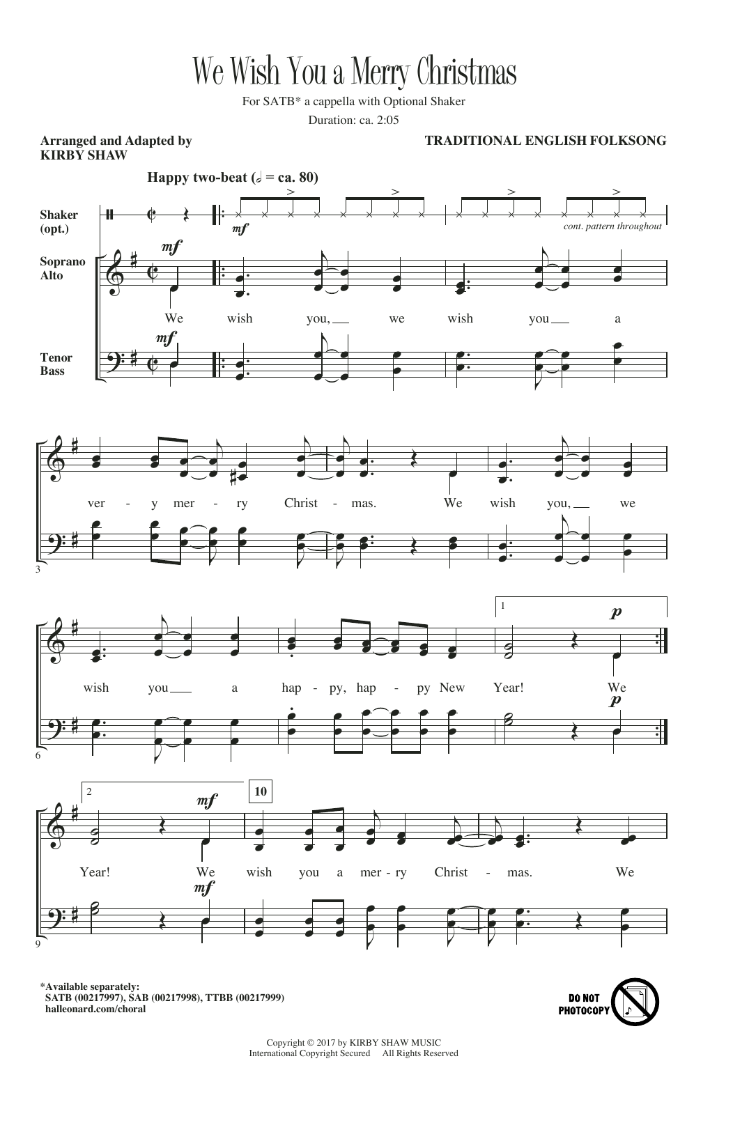 Kirby Shaw We Wish You A Merry Christmas Sheet Music Notes & Chords for TTBB - Download or Print PDF