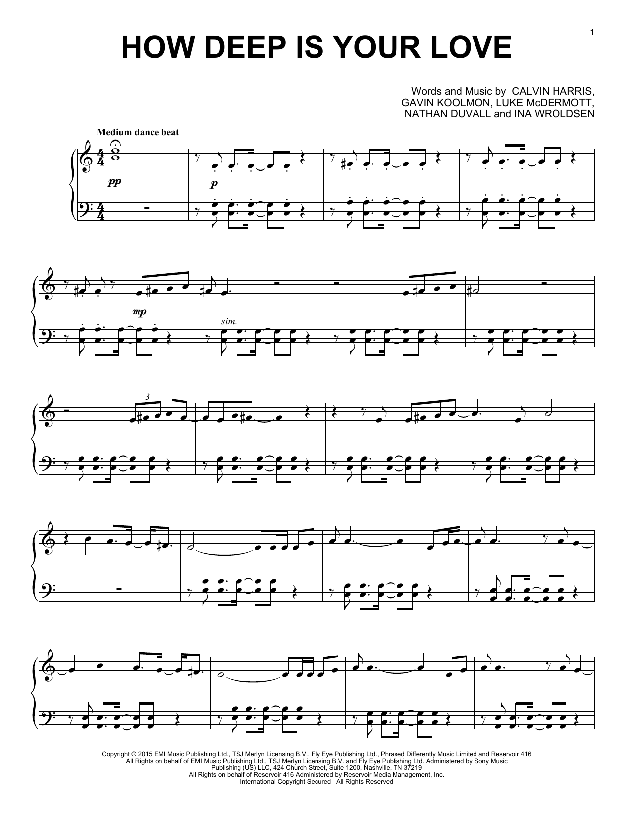 Kiris Houston How Deep Is Your Love (from the Netflix series Bridgerton) Sheet Music Notes & Chords for Piano Solo - Download or Print PDF
