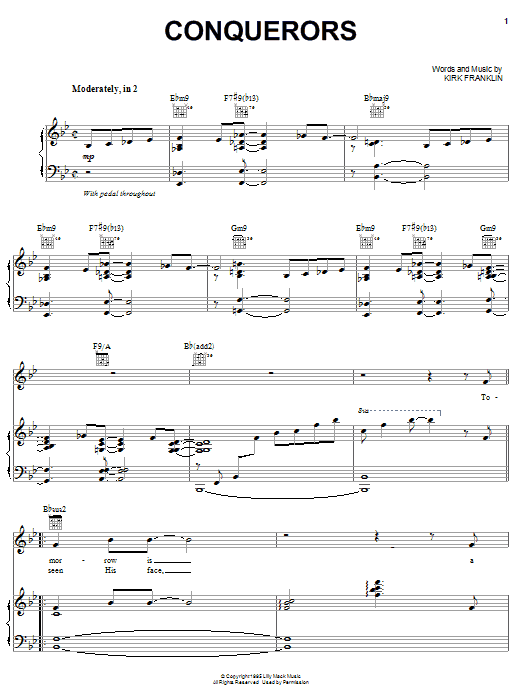 Kirk Franklin Conquerors Sheet Music Notes & Chords for Piano, Vocal & Guitar (Right-Hand Melody) - Download or Print PDF