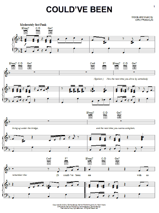 Kirk Franklin Could've Been Sheet Music Notes & Chords for Piano, Vocal & Guitar (Right-Hand Melody) - Download or Print PDF
