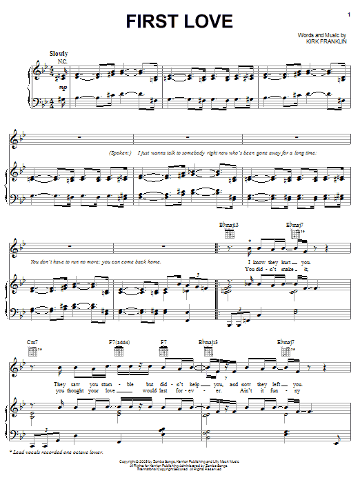 Kirk Franklin First Love Sheet Music Notes & Chords for Piano, Vocal & Guitar (Right-Hand Melody) - Download or Print PDF