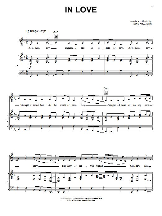 Kirk Franklin In Love Sheet Music Notes & Chords for Piano, Vocal & Guitar (Right-Hand Melody) - Download or Print PDF