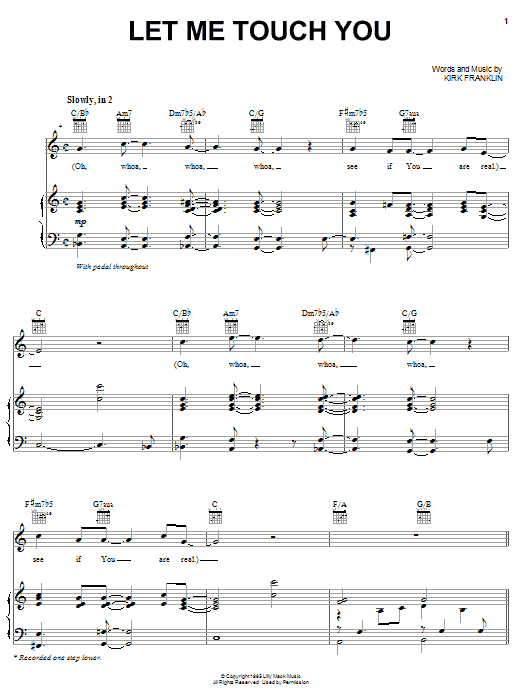 Kirk Franklin Let Me Touch You Sheet Music Notes & Chords for Piano, Vocal & Guitar (Right-Hand Melody) - Download or Print PDF