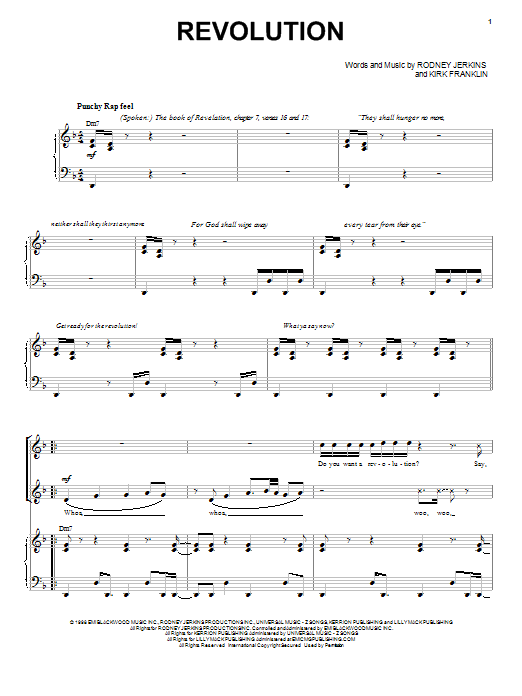 Kirk Franklin Revolution Sheet Music Notes & Chords for Piano, Vocal & Guitar (Right-Hand Melody) - Download or Print PDF