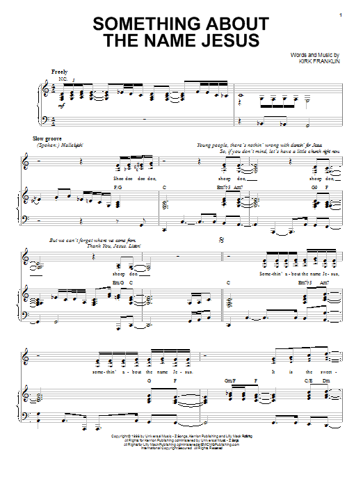 Kirk Franklin Something About The Name Jesus Sheet Music Notes & Chords for Piano, Vocal & Guitar (Right-Hand Melody) - Download or Print PDF