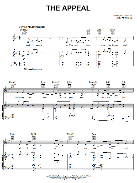 Kirk Franklin The Appeal Sheet Music Notes & Chords for Piano, Vocal & Guitar (Right-Hand Melody) - Download or Print PDF