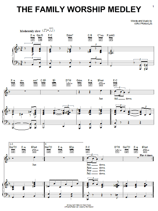 Kirk Franklin The Family Worship Medley Sheet Music Notes & Chords for Piano, Vocal & Guitar (Right-Hand Melody) - Download or Print PDF