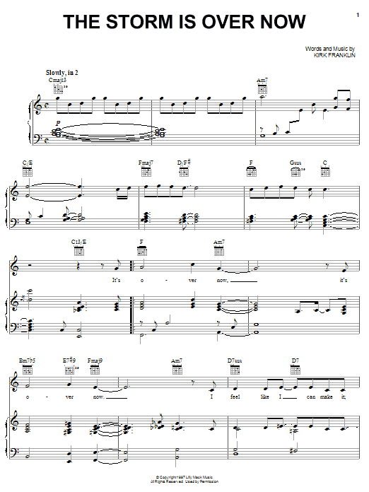 Kirk Franklin The Storm Is Over Now Sheet Music Notes & Chords for Piano, Vocal & Guitar (Right-Hand Melody) - Download or Print PDF
