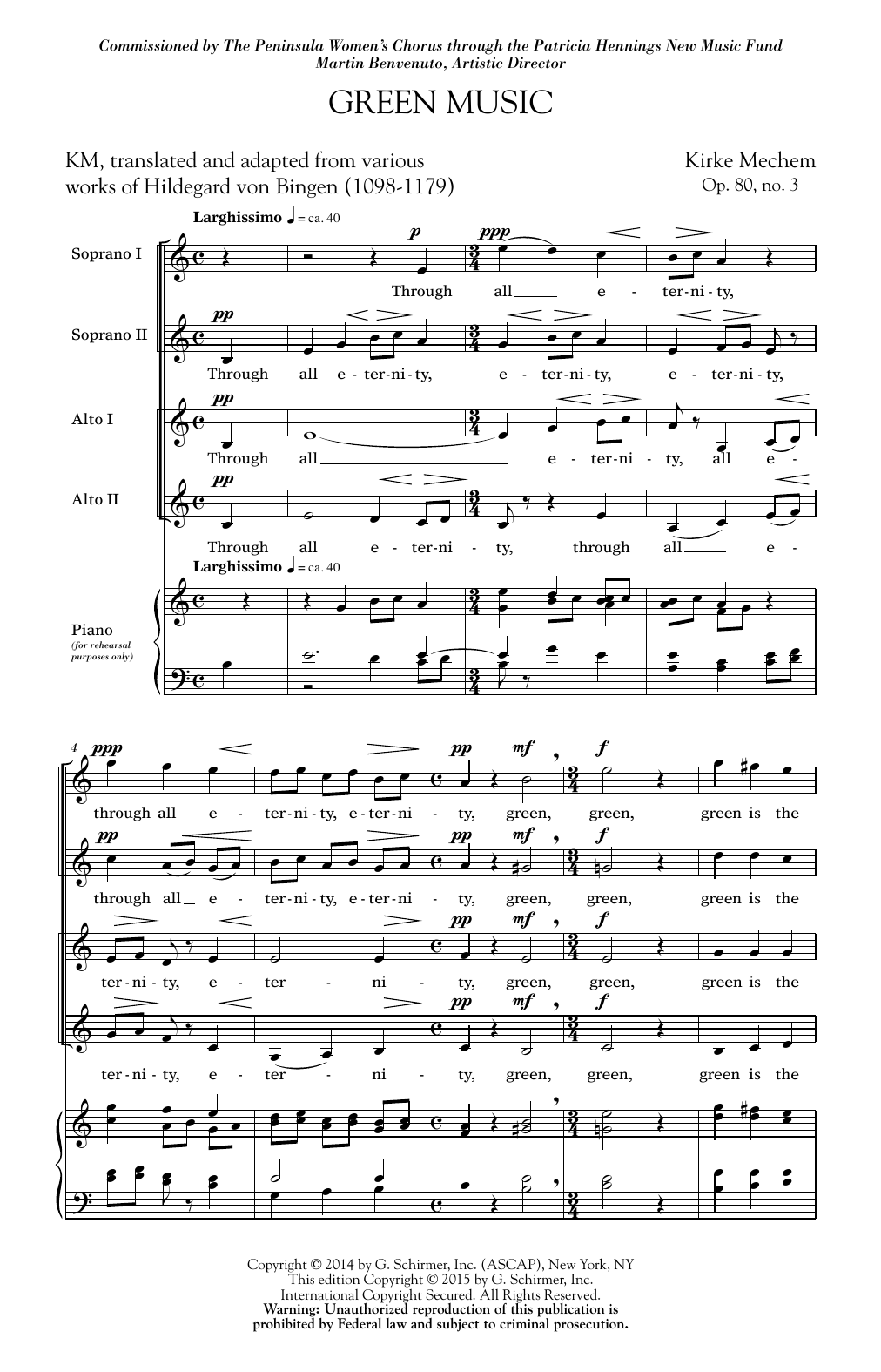 Kirke Mechem Green Music Sheet Music Notes & Chords for SSAA - Download or Print PDF